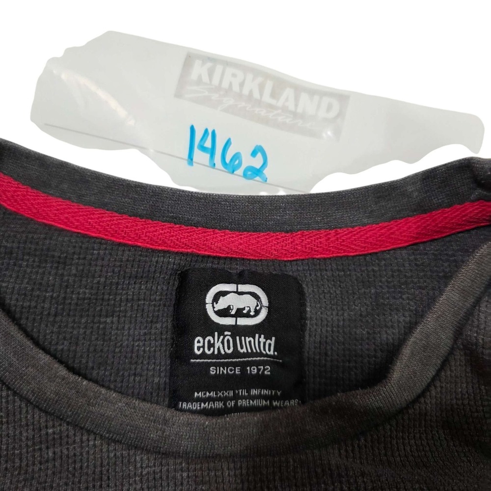 Ecko Unltd. Thermal Long Sleeve Shirt Crewneck Graphic Patch Size 2XL Gray New - Picture 13 of 13
